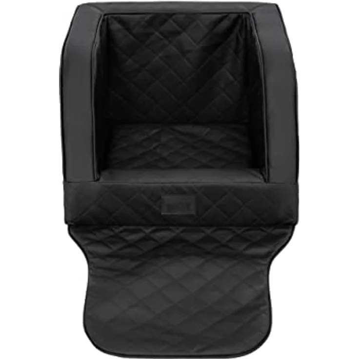 DOGGY Hundeautositz, Hundebox, Hundebett, Transportboxen, Rückbank, Hundedecke, Hundekörbchen, Katzenbett, für kleine Hunde, Schwarz Leder (46x46x31 cm) – Bild 2