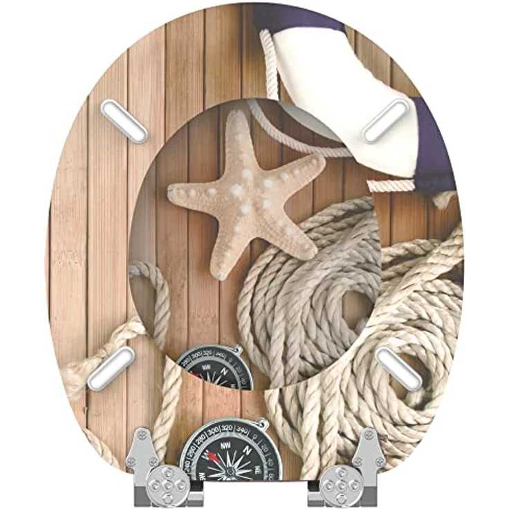 Sanilo WC Sitz Maritime, Absenkautomatik, stabiler Holz Toilettendeckel, antibakterielle Oberfläche, Pflegeleicht – Bild 6