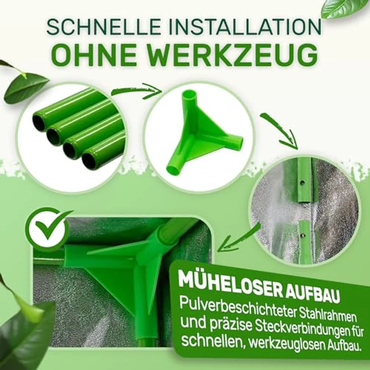 Melko Gewächshaus Growbox für Indoor & Outdoor, 99,9 % lichtundurchlässig, Schwarz / Grün – Bild 5
