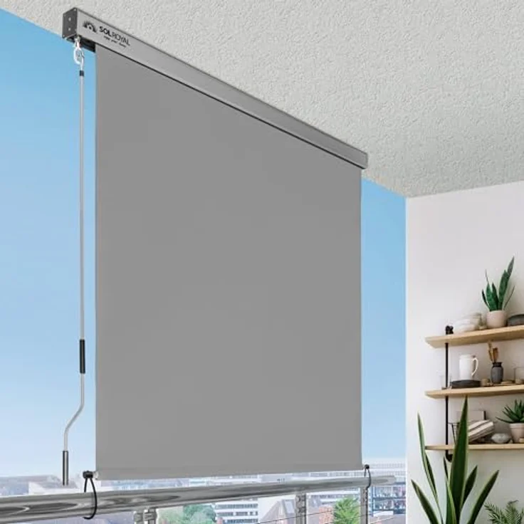 Sol Royal Senkrechtmarkise MS5, 140x250cm, grau, abnehmbare Handkurbel, wasserabweisender UV-Schutz 70-90% – Bild 1