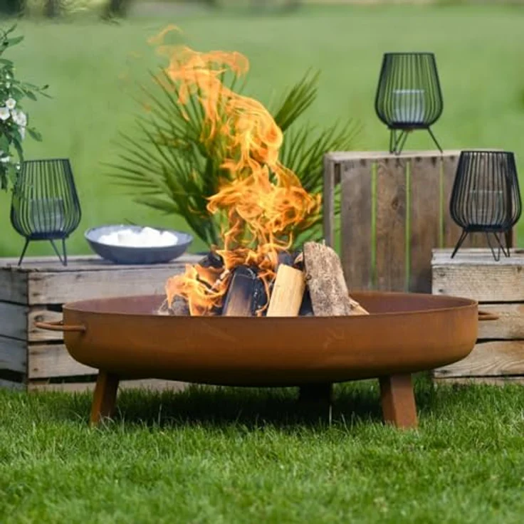 Czaja Feuerschale Bonn Ø 80 cm - Stabile Feuerstelle aus gebeiztem Stahl, rustikales Design, ohne Wasserablaufbohrung – Bild 4