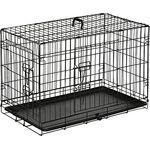 PawHut Hundekäfig Transportkäfig Drahtkäfig Hundebox Transportbox Reisebox mit 2 Türen Schwarz 76x53x57 cm