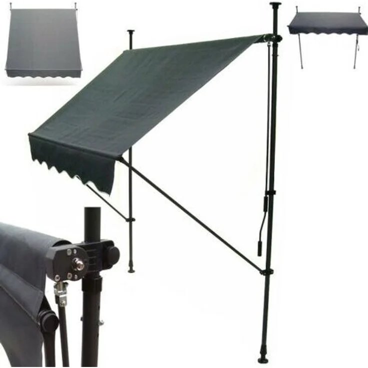 Apex Klemmmarkise 150cm, einstellbare Balkonmarkise mit Handkurbel, UV-beständig, beige oder anthrazit