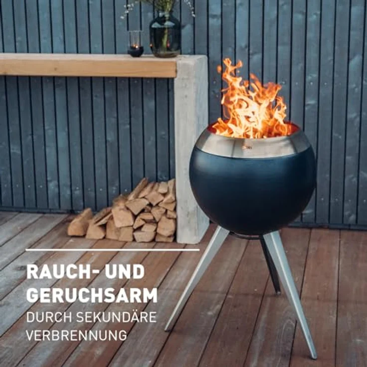 höfats - Moon 45 rauchfreie Feuerschale mit Holzvergaser-Technologie, ⌀ 45 cm, Edelstahl – Bild 3