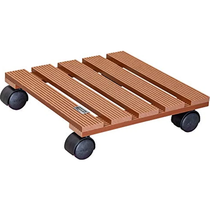 WAGNER Pflanzenroller WPC 29 x 29 x 8,5 cm I Pflanzenroller & Blumenroller für Außenbereich + Innenbereich, Terracotta I Kübelroller aus WPC (Wood Plastic Composite) I Tragkraft 60 kg - 20051001 – Bild 2