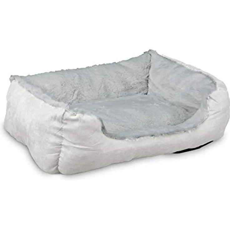 Beeztees Plüschbett Baboo L: 48 cm B: 37 cm H: 18 cm grau-weiss – Bild 1