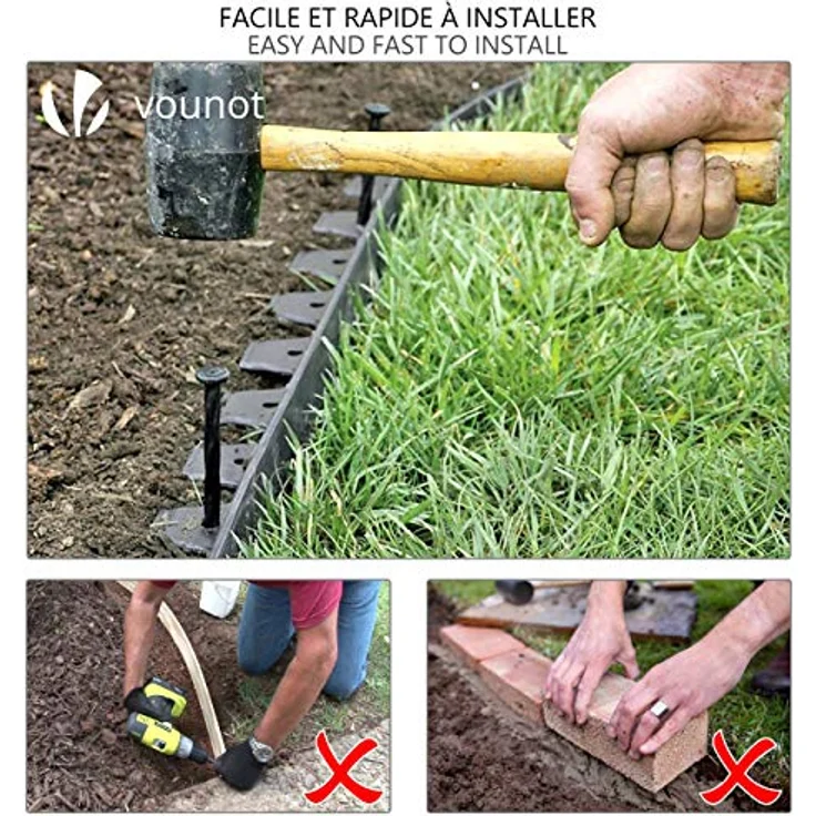 Flexible Rasenkante Kunststoff, mit 60 Erdanker, Länge 20m Höhe 5cm, Grau - Vounot – Bild 3