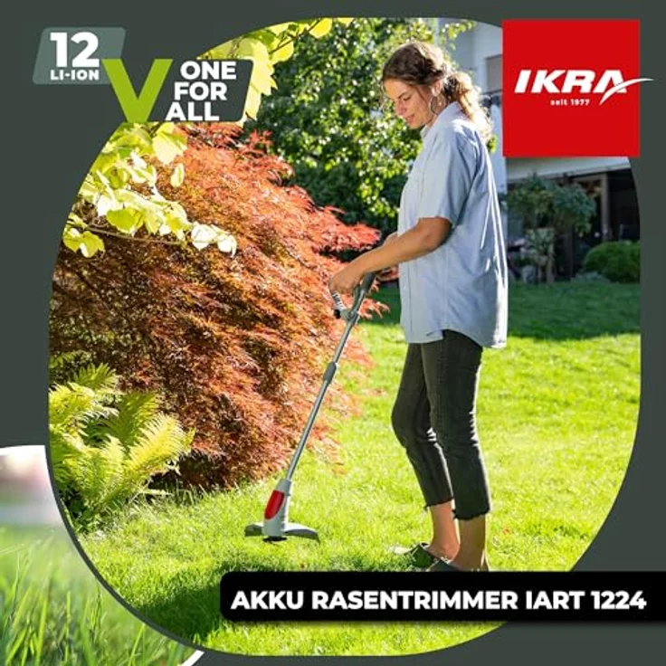 ikra GmbH Akku-Rasentrimmer IART 1224, 24 cm Arbeitsbreite, 12 Volt-Akku, kompakt & leicht mit 1,5 kg Gewicht – Bild 2
