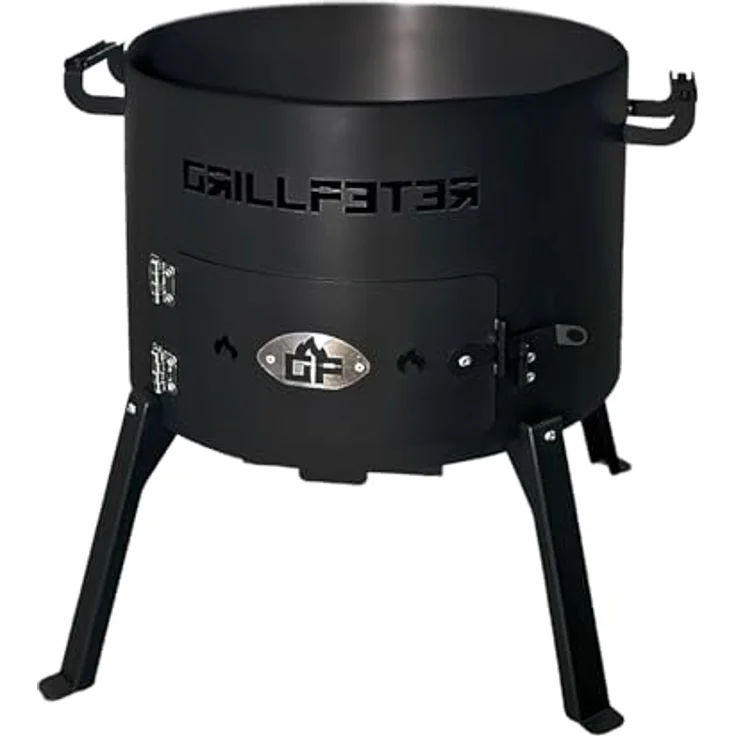 Grillpeter Utschak Nurlan Ø50 cm Kazan 22L, Gasbrenner 6,5 kW mit Abdeckhaube, schwarz – Bild 2