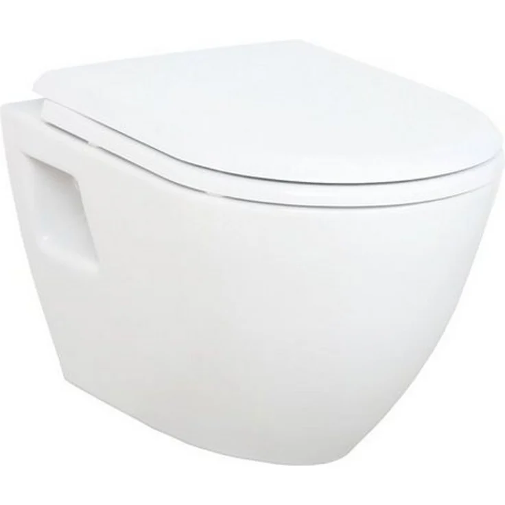 Creavit Tiefspül-WC TP325.001+AL0402, Wandmontage, Abgang waagerecht, Design Hänge Wand-WC Soft Close WC-Sitz, weiß – Bild 1