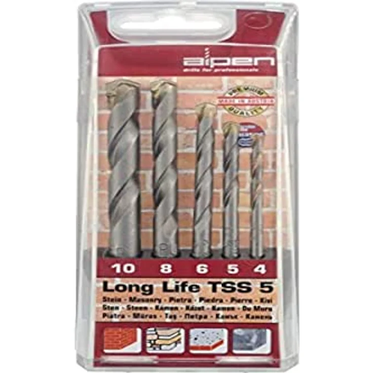 Bohrer - Hartmetall Steinbohrer Set Long Life TSS 5, 5-tlg. universeller Mauerbohrer, zum Schlag- und Drehbohren in Mauerwerk und Naturstein, lange Lebensdauer, robust Ø 4 - 5 - 6 - 8 - 10 mm – Bild 2