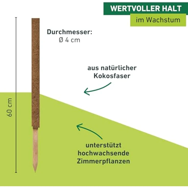 Windhager Pflanzstab Kokos, Rankstab Rankhilfe Blumenstab Kokosstab, zur Dekoration, aus natürlicher Kokosfaser, verlängerbar, 60 cm, 05660 – Bild 3