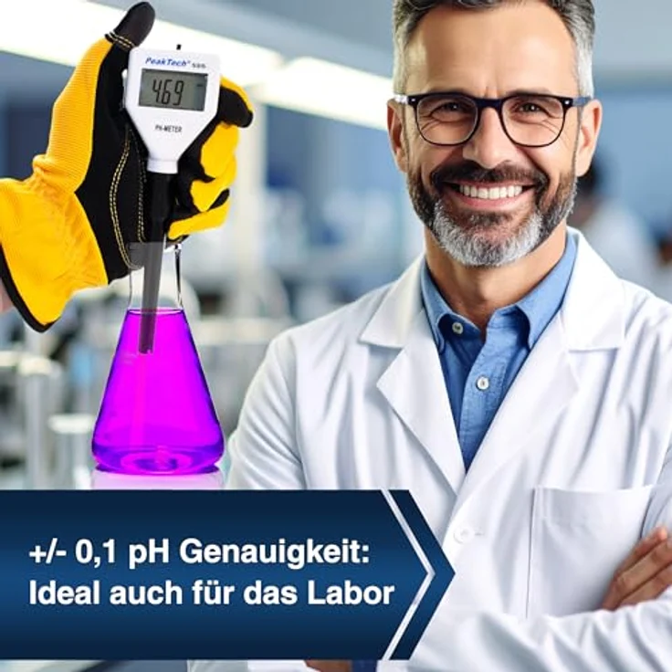 PeakTech 5315 pH-Messgerät, extra dünne Sonde für Aquarium und Pool, LCD mit Hintergrundbeleuchtung – Bild 4