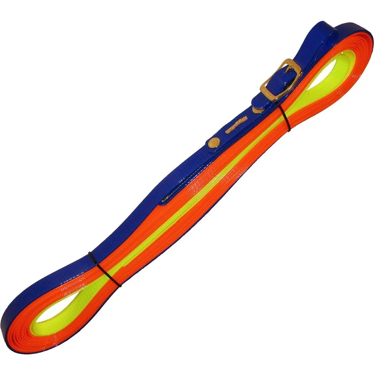Niggeloh Hundeleine Schweißriemen Biothane Track, 12m Leine in Orange/Gelb/Blau – Bild 1
