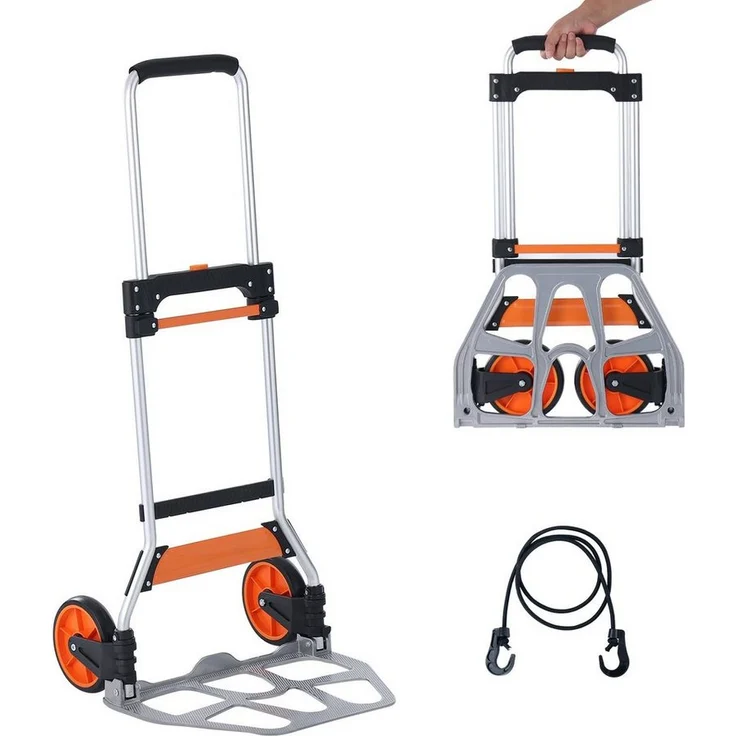 VEVOR Sackkarre Klappbar 125kg, Verstellbarer Griff, Aluminiumlegierung, Schwarz – Bild 1