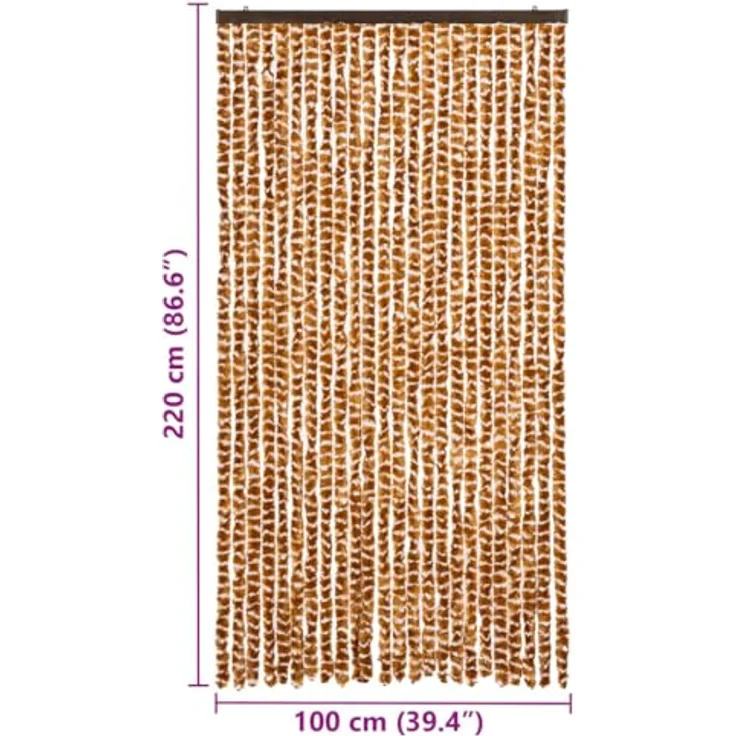 vidaXL Insektenschutz-Vorhang Ocker und Weiß 100x220 cm Chenille – Bild 4