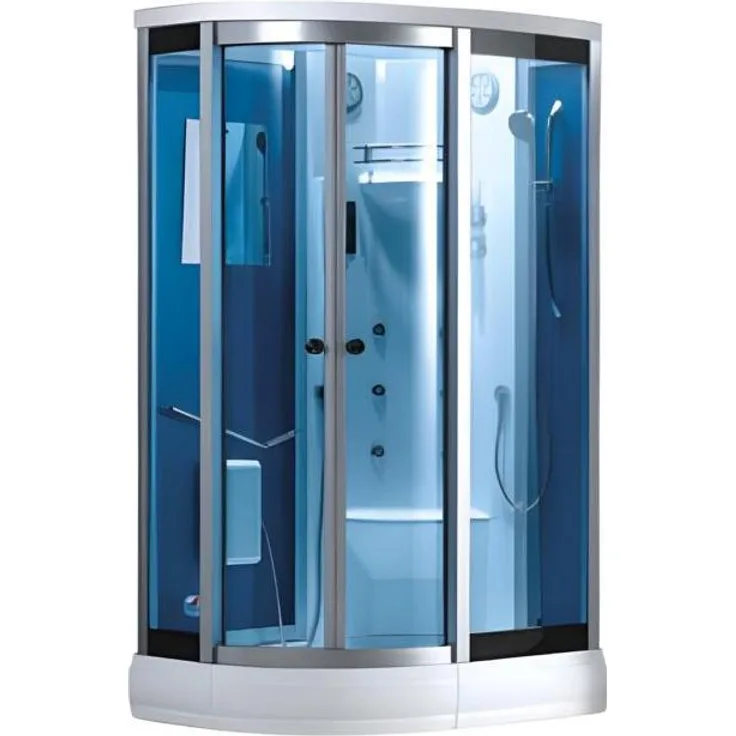 Xl Moebel Duschbox Komfortdusche Glaskabine Viertelkreis 120x90 cm, transparente Dampfdusche mit LED-Beleuchtung