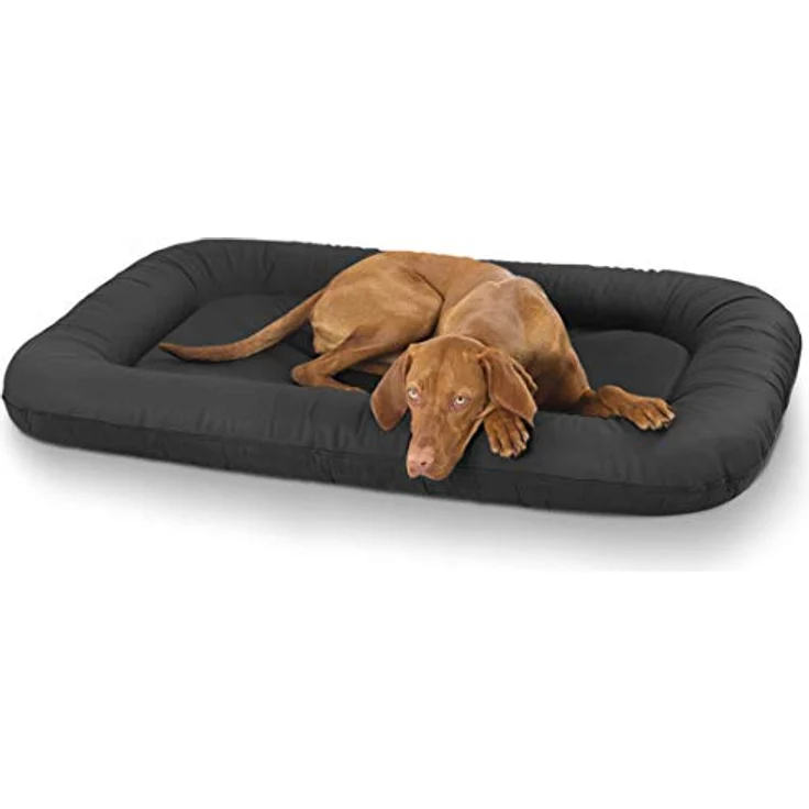 Knuffelwuff Hundebett Jerry Schwarz Kunstleder XXXL 140 x 105, Wasserabweisend & leicht zu reinigen – Bild 2