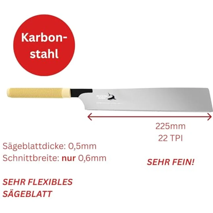 FAMEX Japansäge 5537, 225mm Handsäge mit 22 TPI, extrem fein und flexibel, Made in Japan – Bild 2