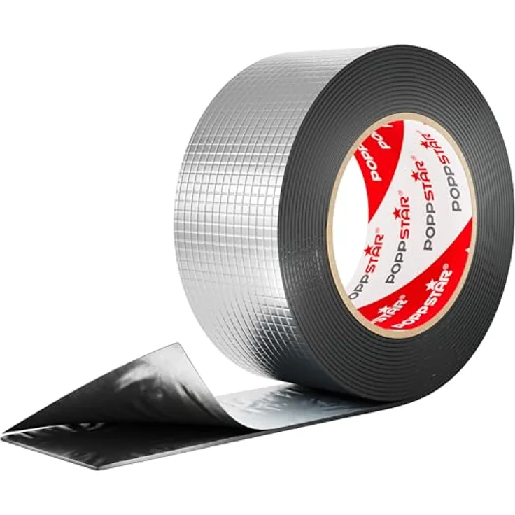 Poppstar Alu Butyl Klebeband (5 m x 50 mm x 1,5 mm) Aluminium Dichtband selbstklebend