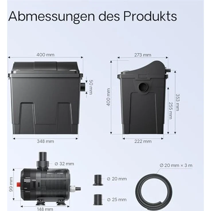 SunSun Bio Teichfilter CBF-200T Filteranlage komplett mit 9 W UVC und Teichpumpe 2300 l/h 35 W - Sunsun – Bild 3