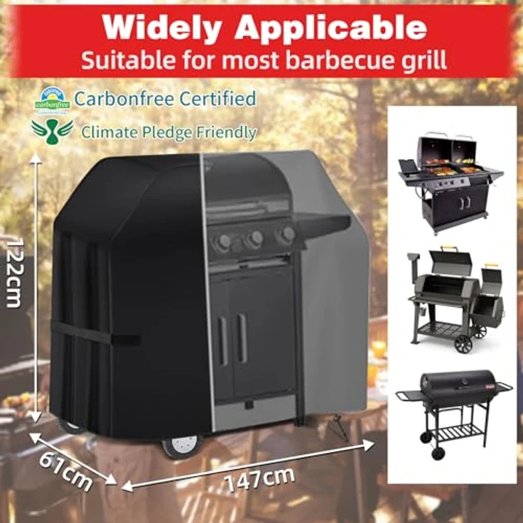 SPGOOD Grillabdeckung 420D Oxford-Stoff, Wetterfest und Wasserdicht, Staubdicht, Universelle Größe 147 x 61 x 122 cm, Reißfest mit Aufbewahrungstasche – Bild 2