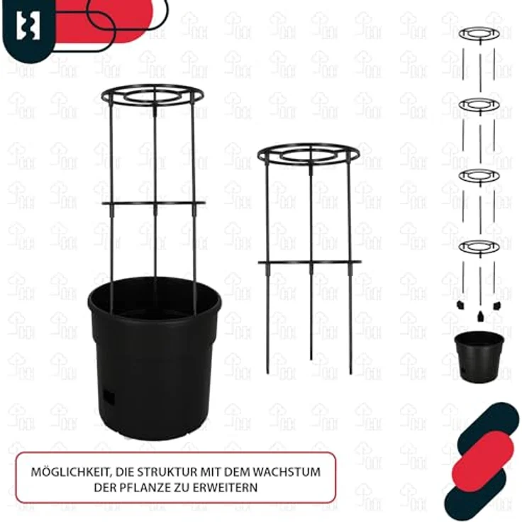 KOTARBAU® Tomatenturm 115 cm, Tomatentopf mit 12 L Fassungsvermögen, anpassbare Rankhilfe, schwarz Kunststoff, für Tomaten und Gemüse – Bild 5