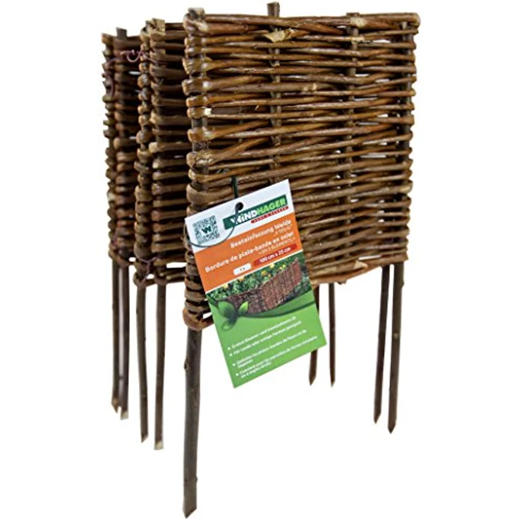 Windhager Beeteinfassung Beetumrandung Steckzaun Weidezaun Palisade Weide, 5-teilig, 100 x 20/35 cm, braun, 06458 – Bild 4