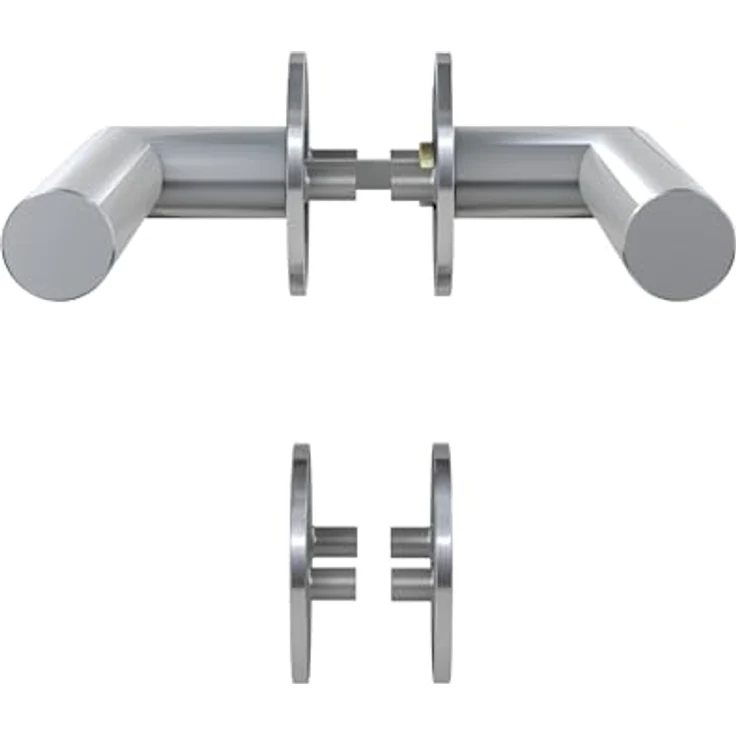 BASI | Drücker-Garnitur aus Edelstahl | Mit 3 mm Magnet Flachrosette | Für Zimmertüren Innentüren | Türstärken 25-65 mm – Bild 4