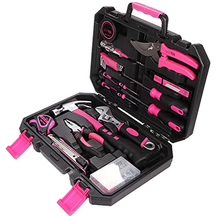 Sixtol Home Pink 88, Werkzeugkoffer mit 88 Teilen, verchromtem Kohlenstoffstahl, kompakte Größe 34 x 24 x 8 cm – Bild 2