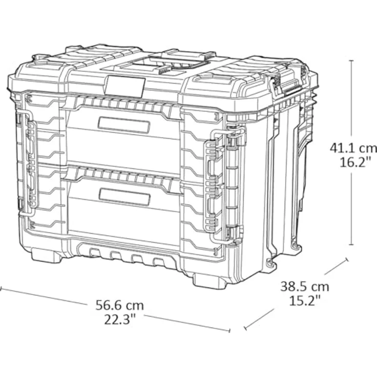 Keter Roc Pro Gear 2.0 XL Werkzeugkoffer mit 2 Schubladen, modular und abschließbar – Bild 4