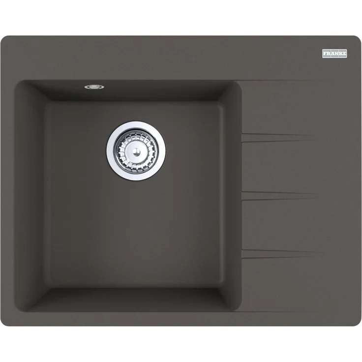 Franke Maris CNG 611-62 A Einbauspüle, Schiefergrau Fragranit, für Unterschränke ab 45 cm, Edelstahl Drehknopf, mit Sanitized® Oberfläche