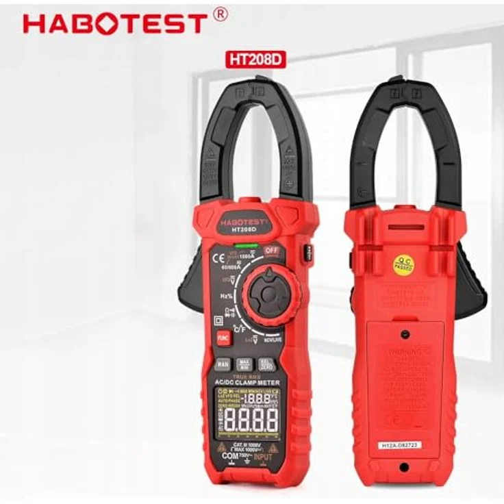 Habotest HT208D, Digital Clamp Meter mit LCD-Display, Multifunktional, 40 mm Klemmbreite, mit Taschenlampe und NCV-Sensor – Bild 8