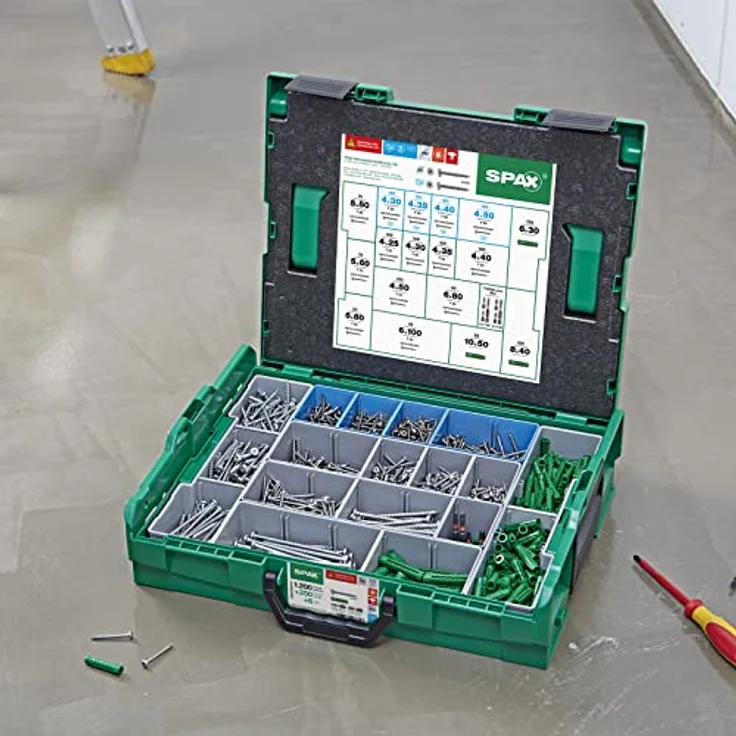 SPAX Elektriker L-Boxx Gross Tsp -x-, 1.200 Schrauben in 14 Größen, inklusive 250 Dübel und 6 SPAX T-STAR plus Bits, modulare System-Kofferlösung für Bosch Sortimo – Bild 7