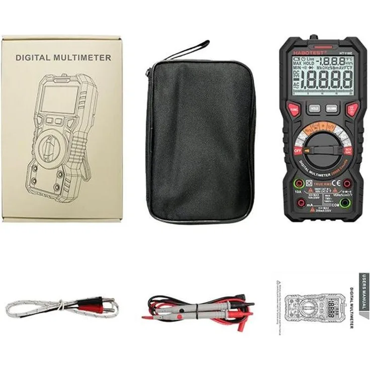 Habotest HT118E, Digital Multimeter mit True RMS, NCV, CAT III 1000V, CAT IV 600V, beleuchtetes LCD-Display, automatischer Bereichswahl