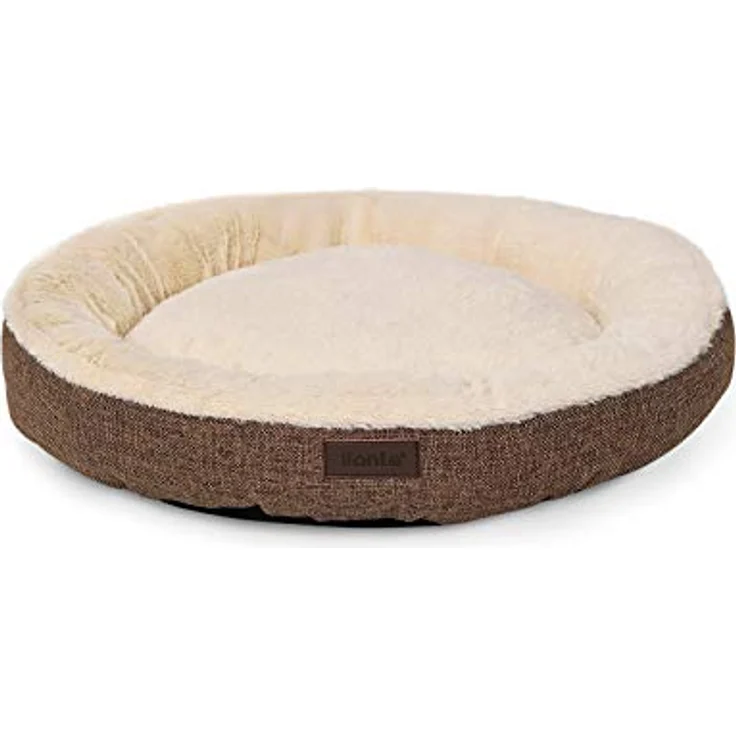 lionto Rundes Hundebett Hundekissen Hundesofa Katzenbett Donut, 55 cm Ø braun – Bild 1