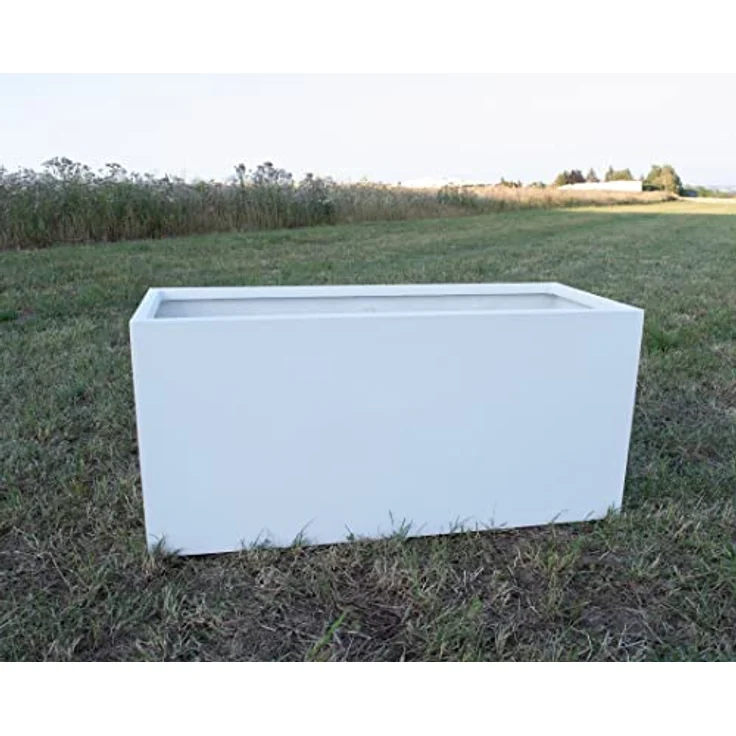 Elegant Einrichten Pflanzkübel Fiberglas Rechteckig 120x50x55cm, Perlmutt-Weiß, UV-beständig und wasserdicht – Bild 9