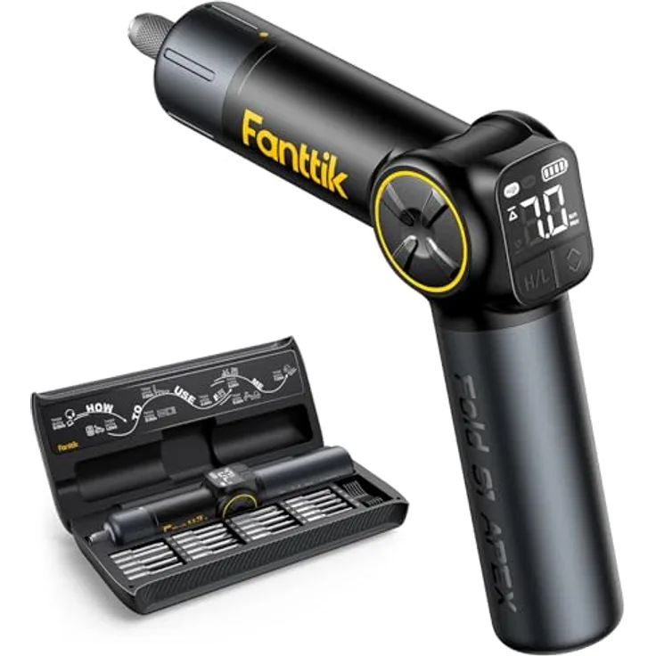 Fanttik Elektro-Schraubendreher S1 Apex, 250 U/min, 8 Nm, Komplettset mit Faltgriff und 20 S2-Bits