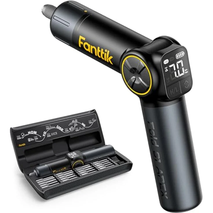 Fanttik Elektro-Schraubendreher S1 Apex, 250 U/min, 8 Nm, Komplettset mit Faltgriff und 20 S2-Bits – Bild 1