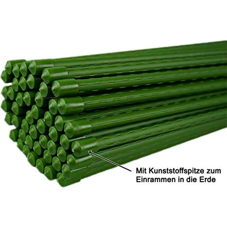Novatool Rankhilfe, 50 Pflanzstäbe 120 cm grün, 11 mm Durchmesser, wetterfest und korrosionsbeständig für Tomaten und Kletterpflanzen – Bild 3