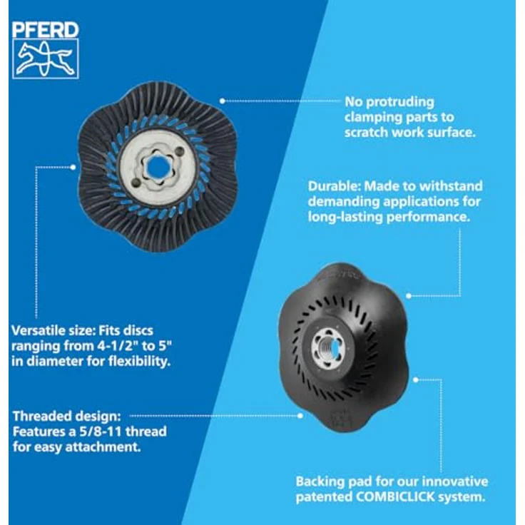PFERD COMBICLICK® Weiche Stützteller, 11,4 cm & 12,7 cm Durchmesser, 5/8-Zoll-11 Gewinde, CC-GT, mit Kühlschlitz-Design für erhöhte Lebensdauer und effizienten Scheibenwechsel (1 Stück) - Teil 69469 – Bild 3