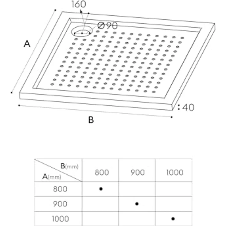 doporro Lucia1AR Duschwanne, quadratische Anti-Rutsch Duschtasse aus Acryl mit DIN-Anschlüssen, flach ohne Ablaufgarnitur – Bild 5