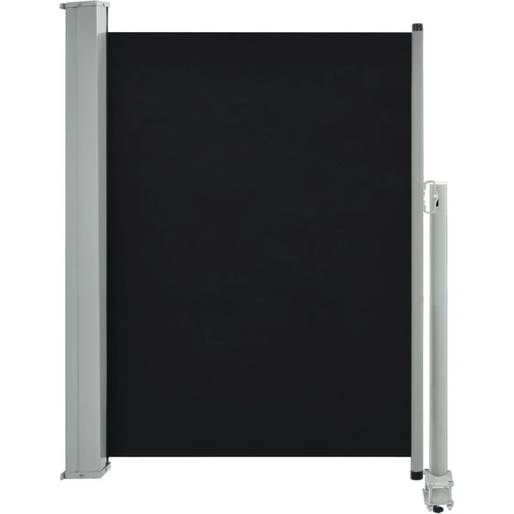 furnicato Ausziehbare Seitenmarkise, 100 x 300 cm, UV- und reißfester Sichtschutz, Schwarz mit grauer Stange