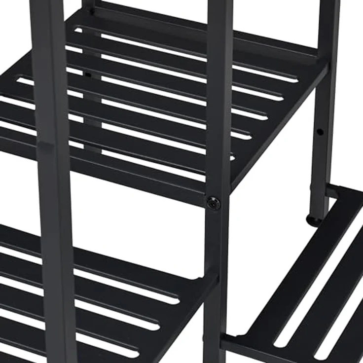 Relaxdays Blumenregal aus Metall, 6 Ablagen für Blumen-& Pflanzentöpfe, Pflanzentreppe, HBT: 81 x 55 x 55 cm, schwarz - Stabiles und modernes Blumenregal für Innen- und Außenbereiche – Bild 5