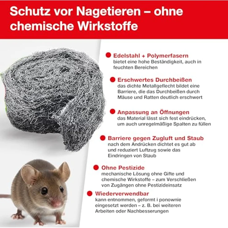 SWISSINNO Nager-Stop Stahlwolle Schädlingsvertreiber 1St. – Bild 3