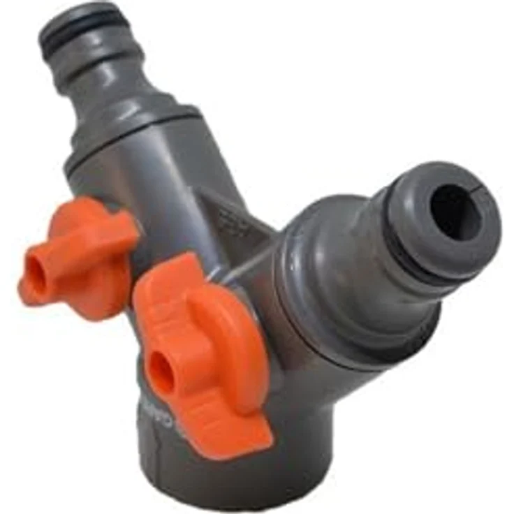 GARDENA 2-Wege-Ventil: Wasserverteiler für Wasserhahn mit 26.5 mm (G 3-4 Zoll) Gewinde, für gleichzeitigen Anschluss von zwei Geräten, beide Ausgänge regulierbar (938-20) Bewässerungszubehör – Bild 5