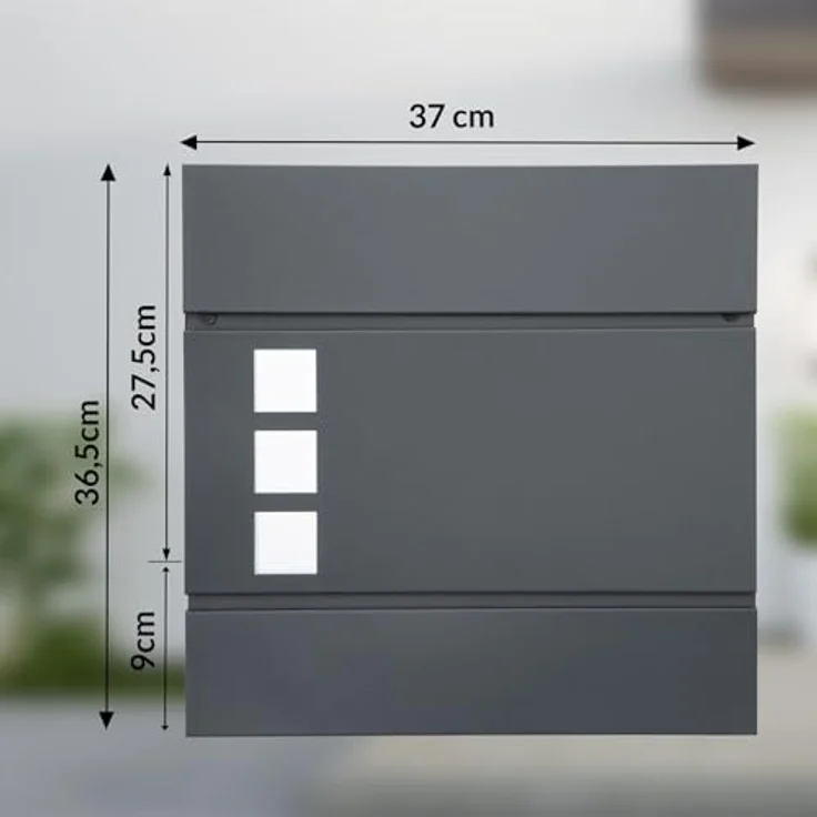 monzana Design Briefkasten Stahl anthrazit mit Zeitungsfach Sichtfenster 2 Schlüssel Namensschild Wandbriefkasten – Bild 3