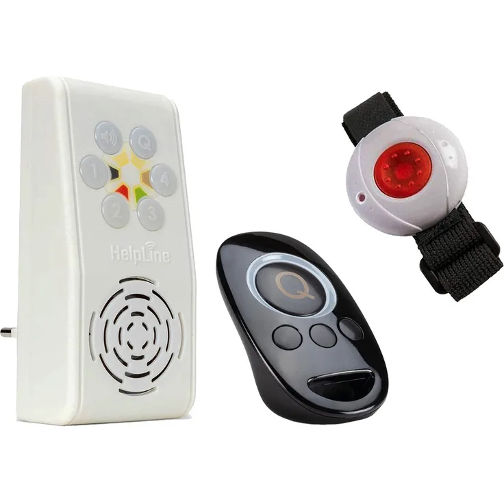 HelpLine by Eiflaender & Soehne HELPLINE 230 Hausnotruf mit Notrufarmband und Quittierung Alarmanlage (Angenehme Ruftonmelodien) - Notrufsystem mit wasserabweisendem Sender, 4 wählbare Ruftonmelodien