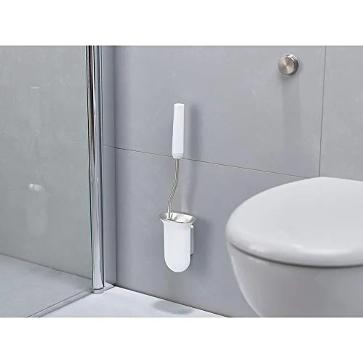 Joseph Joseph Flex Steel - Hygiene-Toilettenbürste aus Silikon mit Wandhalterung, tropffreiem, verstopfungsfreiem Kopf - Weiß – Bild 3