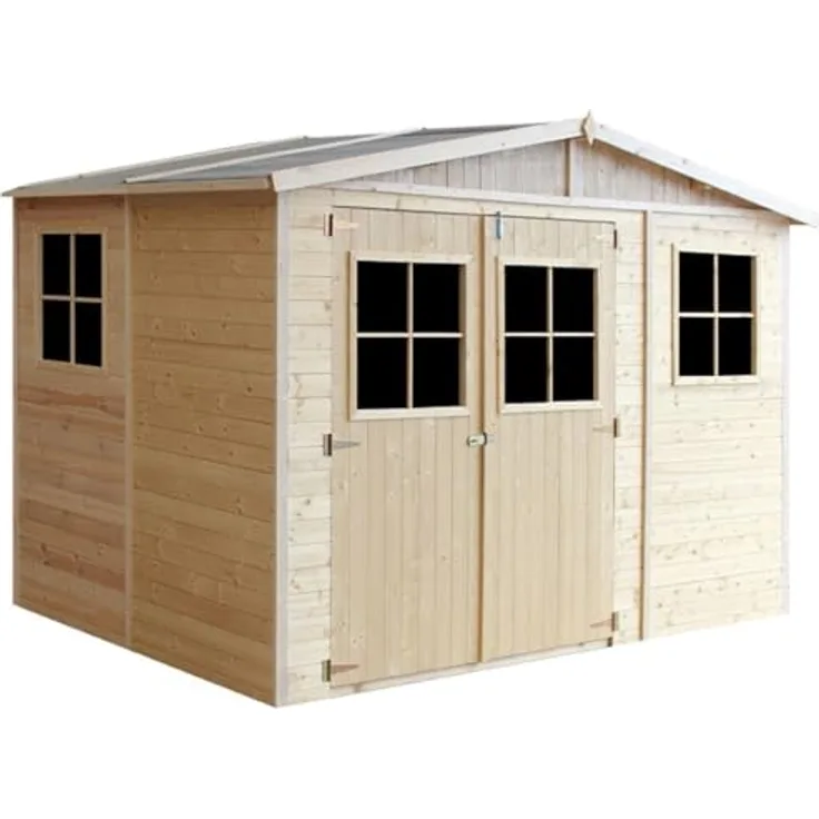 TIMBELA M334 Gartenhaus Holz mit Fenstern - Geräteschuppen Holz H226x318x220 cm/6 m² - Gerätehaus Gartenhütte Fahrradgarage Holz